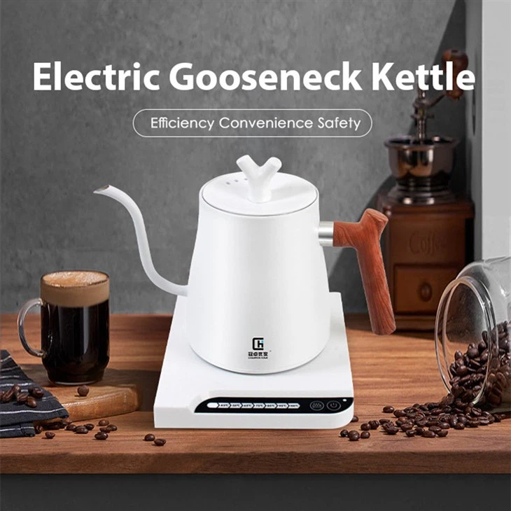Gooseneck Spout Electric Kettle With Wooden Handle
